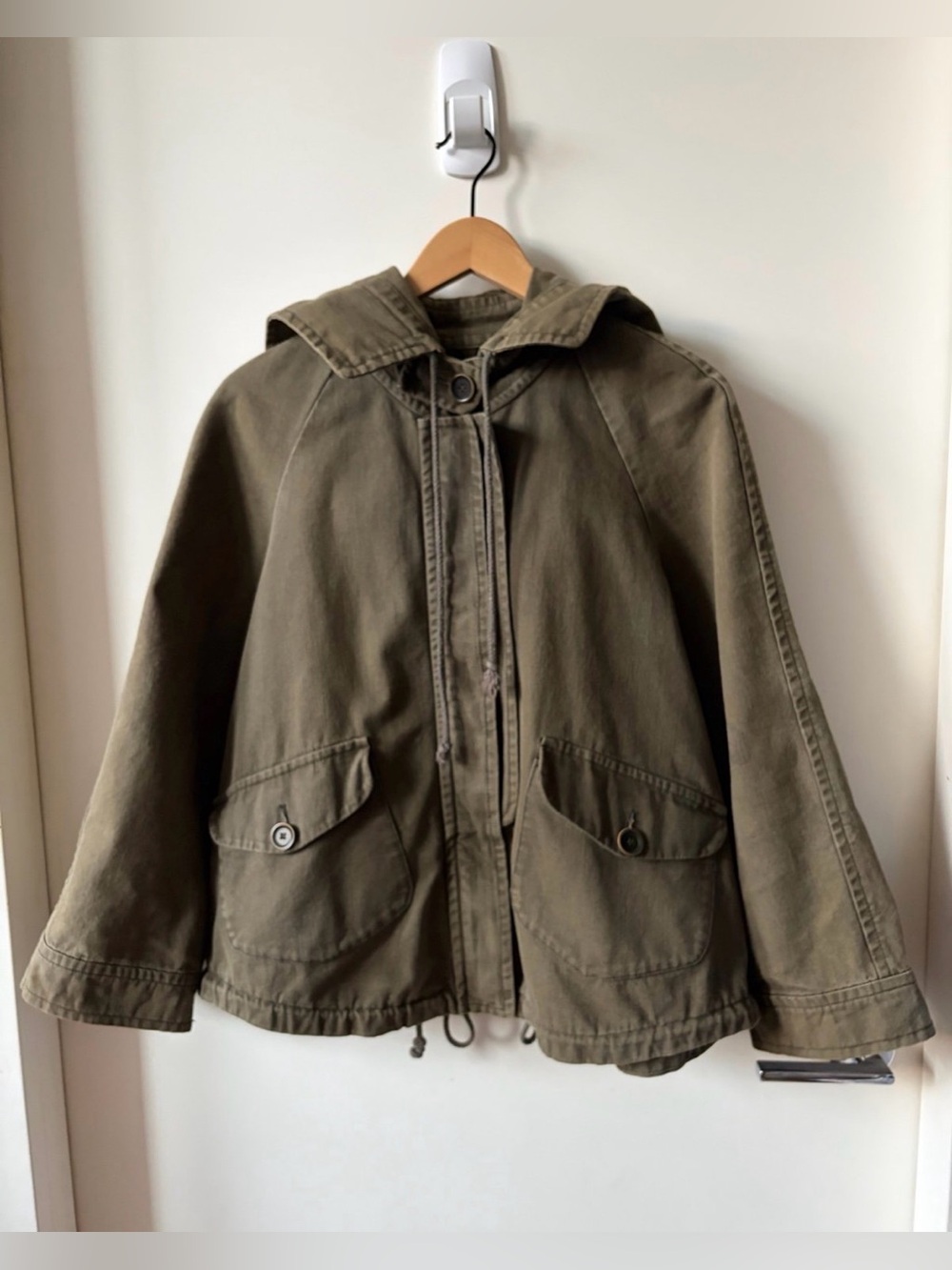 Textile Elizabeth and James Olive Green Hooded Utility Jacket
